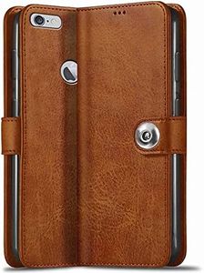 TheGiftKart Genuine Leather Finish iPhone 6 / 6s Flip Back Cover Case | Inbuilt Pockets & Stand | Wallet Style | Designer Button Magnet Flip Cover Back Case for iPhone 6 / 6s (Brown)