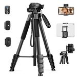 JOILCAN iPad Tripod for Phone, 68" Camera tripod for Tablet with Detachable Head, Lightweight Aluminum Travel Tripod for iPad Pro, Webcam, DSLR with Phone Holder and Shutter