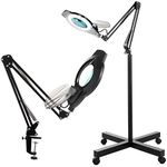 KIRKAS 10X Magniyfing Floor Lamp with 4 Wheel Rolling Base for Estheticians 2,200 Lumens LED Magnifier Lighted Glass Lens, AdjustableStand & Swivel Arm Floor Lamp for Reading, Crafts, Tasks