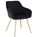 WOLTU 1 X Kitchen Dining chair Black/Golden with arms and backrest,Living Room chair chair for bedroom Velvet,BH232sz-1