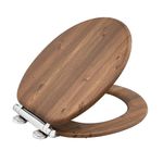 AQUALONA® Luxury Toilet Seat, Soft Close MDF Moulded Wood Seat with Quick Release Button Durable Hinges Comfortable, Easy to Clean and Install with Universal Fittings (Teak Toilet Seat)