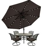 MASTERCANOPY Patio Umbrella with 32 Solar LED Lights for Outdoor Market Table -8 Ribs(11ft,Brown)