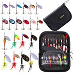 PLUSINNO Fishing Lures for Bass 16pcs Spinner Lures with Portable Carry Bag,Bass Lures Trout Lures Hard Metal Spinner Baits Kit