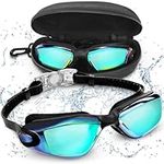 BEZZEE PRO Swimming Goggles - UV Protection & Anti Fog Swim Goggles with Storage Case - No Leaking & Adjustable Silicone Strap for Adults, Men, Women and Youth - Soft Nose Bridge - For All Swimmers