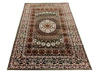 NOVELTY RUGS Kashmiri Design Persian Carved Carpet for Your Hall & Living Room Anti Slip Backing Thick Washable Carpet Size 4 X 6 Feet (Color-Green)