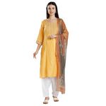 DUMMY SHAPE Maternity Dresses for Women | Blended Cotton Kurta Set with Dupatta for Pre & Post Pregnancy | Feeding Salwar Suit Set for Women (DS444-M, Light Yellow)