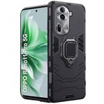 TheGiftKart Tough Armor Bumper Back Case Cover for Oppo Reno 11 PRO 5G | Ring Holder & Kickstand in-Built | 360 Degree Protection Back Case Cover for Oppo Reno 11 Pro 5G (PC & TPU, Black)