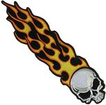 Hot Leathers - PPA1192 Long Flaming Skull Patch (1" Width x 5" Height)