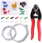 Swpeet 67Pcs Stainless Steel Bike Cable Cutter and Brake Cable Shift Cable with Bike Cable Crimp Terminals, Cable End Crimps Brake Cable End Caps Bike Brake Cable Shifter Cable and O-Rings Kit