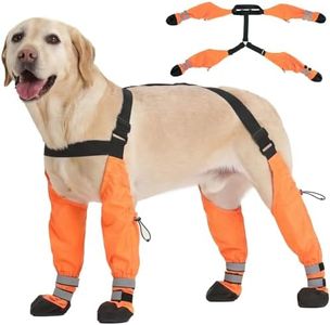 Pezluxe Dog Suspender Boots, Waterproof Anti-Slip Dog Rain Boots with Adjustable Strap for Small Medium Large Dogs, Reflective Paw Protector Pet Shoes for Outdoor Walking, Rain Snow Hiking, Orange,XXL
