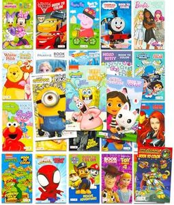 24 Pack Small Coloring Books for Kids Ages 4-8, 2-4 - Bulk Coloring Bundle Classroom Rewards, Prizes, PreK Kindergarten Party Favors with Disney, Nick, More | Mini Activity Books for Boys, Girls