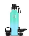 IRON °FLASK Sports Water Bottle - 590 ml, 3 Lids (Spout Lid), Vacuum Insulated Stainless Steel, Hot Cold, Double Walled, Thermo Mug, Standard Metal Canteen (Sky)