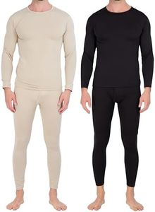 2 Pack: Mens Thermal Sets Underwear Microfiber Fleece Lined Long Johns Base Layer Top Bottom Shirt Pants Compression Leggings Essentials Skiing Snow Winter Clothing -Set 5,L