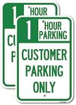 (2 Pack) 1 Hour Parking Customer Parking Only | 12" X 18" Heavy-Gauge Aluminum Sign | Rust Free Aluminum, Weather Resistant, Waterproof, Fade Resistant, 2 Pre-drilled Holes