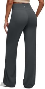 G4Free Wide Leg Yoga Pants for Women Stretchy Comfy Casual Trousers with Pockets Lightweight High Waist Pants(Dark Gray,XXL,29")