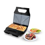 wipro Elato Bs302 800 Watt 3-In-1 Detachable Sandwich Maker, Removables Plates For Toaster, Griller & Waffle Maker, Non-Toxic Ceramic Coating,2 Year Warranty, Regular Bread Size For 2 Slices, Black