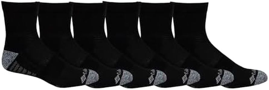 Columbia 1/2 Cushion Quarter Arch Support Poly Blend Sock, 6 Pair Chaussettes, Noir/Gris, Taille Unique Homme