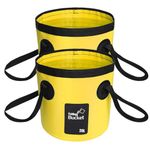 BANCHELLE Collapsible Bucket Water Container Portable Folding Camp Wash Basin for Outdoor Traveling Hiking Fishing Car Washing Gardening Camping 2 PCS (Yellow, 20L)