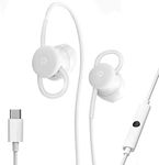 Talkline Sales Google USB-C Wired Digital Earbud Headset With Mic for Pixel Phones (White)