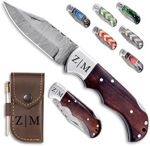 Custom Pocket Knife gifts for Men, Personalized Damascus Folding Knife, Engraved Gifts for Him, Dad, Boyfriend, Husband, Anniversary, Groomsmen Gifts. Custom Knife for Camping Hunting Everyday Carry (Brown)
