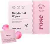 Dew Well - Deodorant Wipes - A Fresh Start When You’re On the Go - Aluminum, Paraben, and Sulfate Free - Rose Scent - 50 Individually Wrapped Wipes