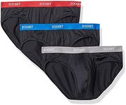 2(X)IST Men's Micro Speed Dri No Show 3-Pack Briefs, Lapis/Scotts Red/Sharkskin, Medium US