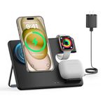 MGG 3-in-1 Charger Stand for MagSafe: Wireless Charging Station for iPhone 15/14/13/12 Pro Max/Plus/Mini - Magnetic Phone Pad for Apple Watch Ultra 2/9/8/7/6/5/4/3/2/SE Series, Air Pods Pro 3rd/2nd