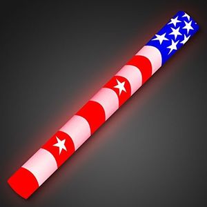 Patriotic Light Up US Flag Cheer Stick With Red, White & Blue LEDs