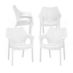 Oaknest Unboxing Furniture Supreme Cambridge Heavy Plastic Oversized Arm Chair for Garden and Outdoor (Milky White, 250Kg Weight Bearing Capacity) Set of 4 Chairs