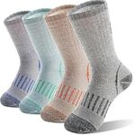 Anlisim Kids Merino Wool Hiking Socks Girls Boys Winter Thermal Warm Thick Crew Snowboarding Gifts Socks Stocking Stuffers 4 Pairs for Teen(Grey/Blue/Brown/Green,8-12 Y)