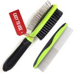 REXIPETS Dog & Cat Brush & Comb Pet Grooming Set - Double Side (Small) - Ultimate Deshedding Tool - Lice and Flea Removing - Perfect Groomer's Tools - Strong Grip and Soft Bristles