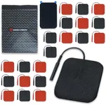 Reusable Electrode Pads for TENS Pro EMS Unit, Premium Replacement Square Pads with Plastic Holder, Set of 10 Pairs, Red and Black