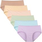 INNERSY Women' s Mid Rise Tagless Plain Color Full Coverage Cotton Hipster Panties 6-Pack (M,Bright Basics)