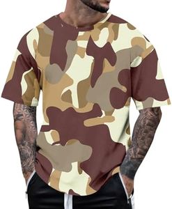 Generic Mens T-Shirts Casual Summer Camouflage Short Sleeve Shirt Plus Size Outdoor Fashion Tees Trendy Blouse T Shirt for Father's Day Valentine's Day Green L