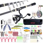 Goture Fishing Telescopic Rod and Reel Combos, 2.1M Telescopic Fishing Pole, 5.2:1 Spinning Reel Line Lures Set with Carrier Bag, Fishing Spinning Combo for Starter Travel Saltwater Freshwater A