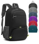 MRPLUM 25L-30L Rucksack Foldable Ultralight Packable Backpack, Unisex Durable Handy Daypack for Travel & Outdoor Sports Durable & Waterproof (Black)
