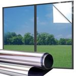 Lifetree Reflective One Way Window Film Privacy: Mirror Heat Control Sun Blocker Window Tint Film, UV Protection Anti Glare, No Glue Clear Daytime Privacy for Home Office (Blue, 44.5 * 200cm)