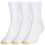 Gold Toe Women's 3-Pack 3-Pack Anklets Turn Cuff Sock, White, Size 9-11