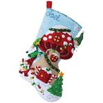 Bucilla, Gnome Christmas 18" Felt Applique Stocking Making Kit, Perfect for DIY Holiday Needlepoint Arts and Crafts, 89473E Gnome for Christmas