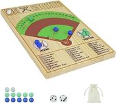 Medikaison Baseball Dice Board Game Solid Wood Dice and Marble Board Game Fun Double Battle Table Game for Adults Family, Party and Holiday Gatherings (Log Color)