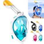 HINATAA Snorkel Mask 180°Full Face, Diving Mask Free Breathing Design Anti-Fogging and Anti-Leak Technology with Adjustable Head Straps for Adult Youth Kids (S/M, Green)