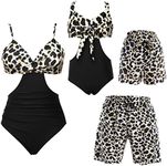 Family Matching Swimsuits One Piece Leopard Bathing Suits Family Swimwear Matching Set Womens Monkini Swimsuits, Leopard, Medium