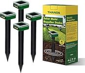 THANOS Solar Mole Repellent Stakes Groundhog Repeller Gopher Deterrent Spike Trap Get Rid of Voles from Garden Outdoor (4 Packs)