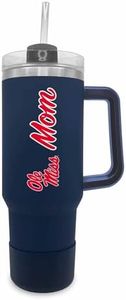 Campus Colors Collegiate 40oz Stainless Steel Travel Tumbler with Handle for Mom - Vacuum Insulated, Dual Lid & Straw, For Parents