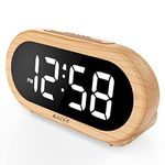 USCCE Small Digital Alarm Clock with USB Port for Charging, 0-100% Dimmer, Easy to Set, Alarm Volume with 5 Alarm Sounds, 12/24Hr, Snooze, Battery Backup, Compact Alarm Clock for Bedroom(Wood Grain)