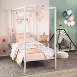 Zinus Patricia Single Bed Frame - White Canopy Four Poster Bed