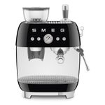 Smeg 50's Retro Style Semi-Automatic Espresso Coffee Machine with Built-in Grinder, Coffee & Latte Drinks, Double-Thermoblock Heating System, Black, EGF03BLUS