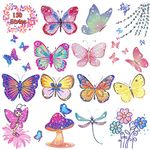 Leesgel 130 Styles Butterfly Glitter Tattoos for Kids, Butterfly Stickers, Temporary Tattoos for Girls Party Bag Fillers Birthday Decorations Fancy Dressing Up Accessories, Butterfly Favours