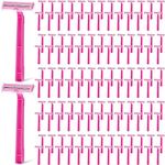 100 Pcs Women's Disposable Razors, Pink Razor Blades Bulk Pink Twin Blade Disposable Stainless Steel Hospitality Quality Shavers Multipurpose Portable Shave Razor Manual for Bathing Hotel Travel