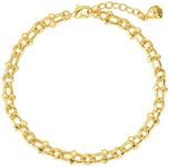 MEVECCO Bracelet for Women Dainty Gold U-Shape Chain Oval 14K Gold Plated Link Bracelets for Everyday Jewelry